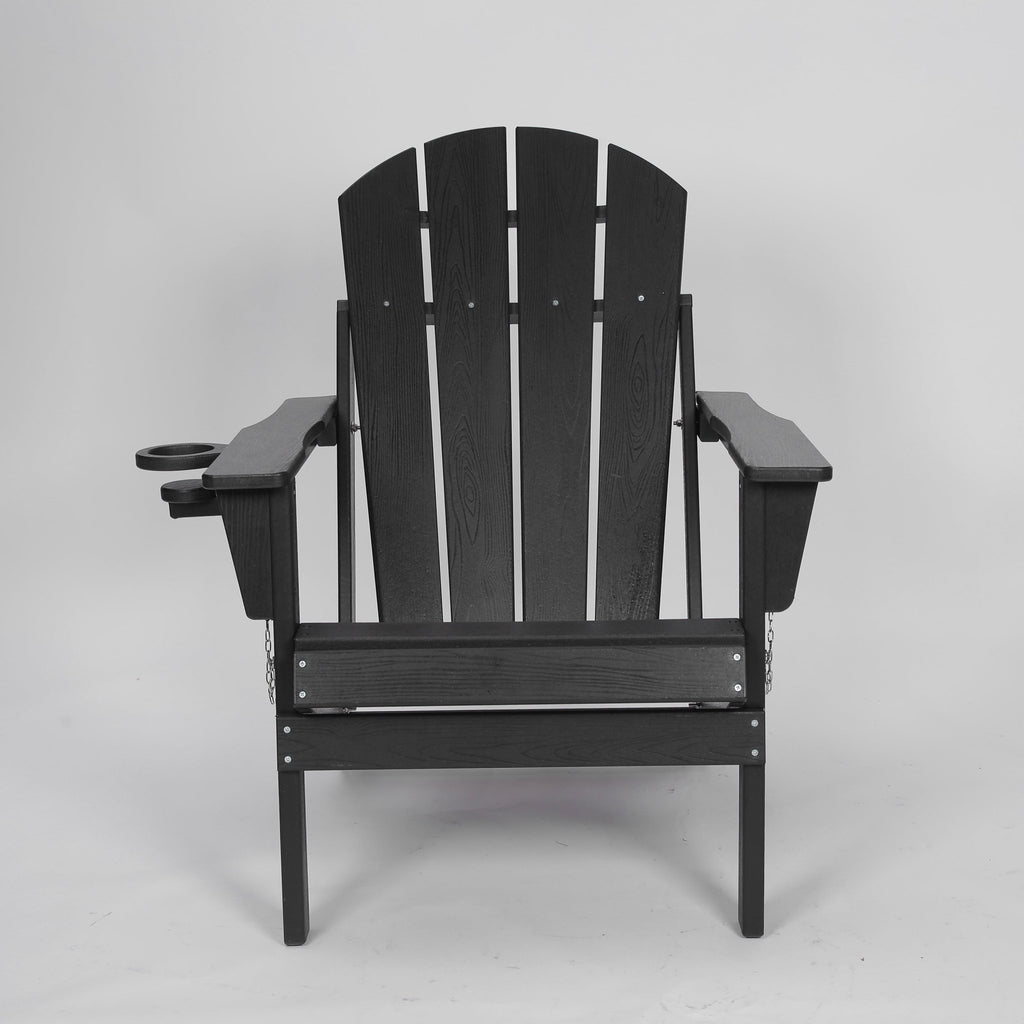 HDPE wood texture folding Adirondack chair from Anthony & Home in natural wood finish, designed for outdoor relaxation.