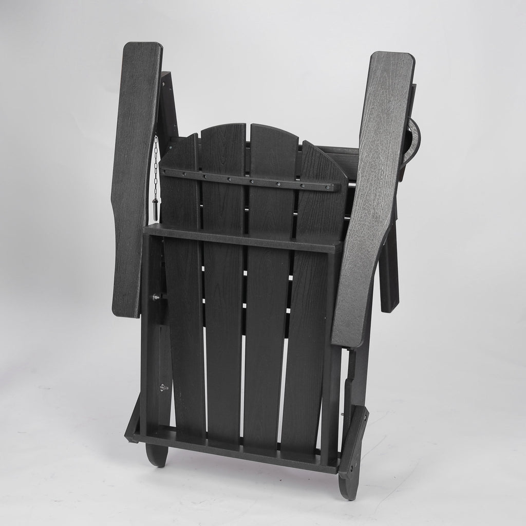 HDPE wood texture folding Adirondack chair from Anthony & Home, showcasing a durable outdoor seating design with a natural wood finish.