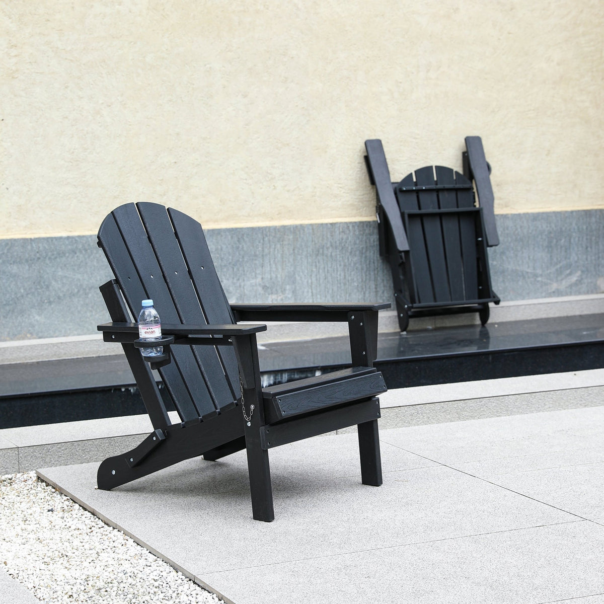 HDPE wood texture folding Adirondack chair from Anthony & Home, featuring a stylish, durable outdoor seating design.
