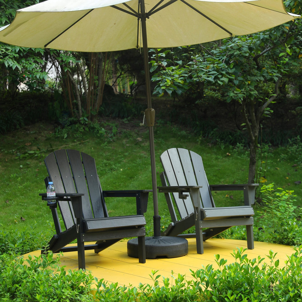 HDPE wood texture folding Adirondack chair from Anthony & Home, showcasing durable outdoor seating with a natural wood finish.