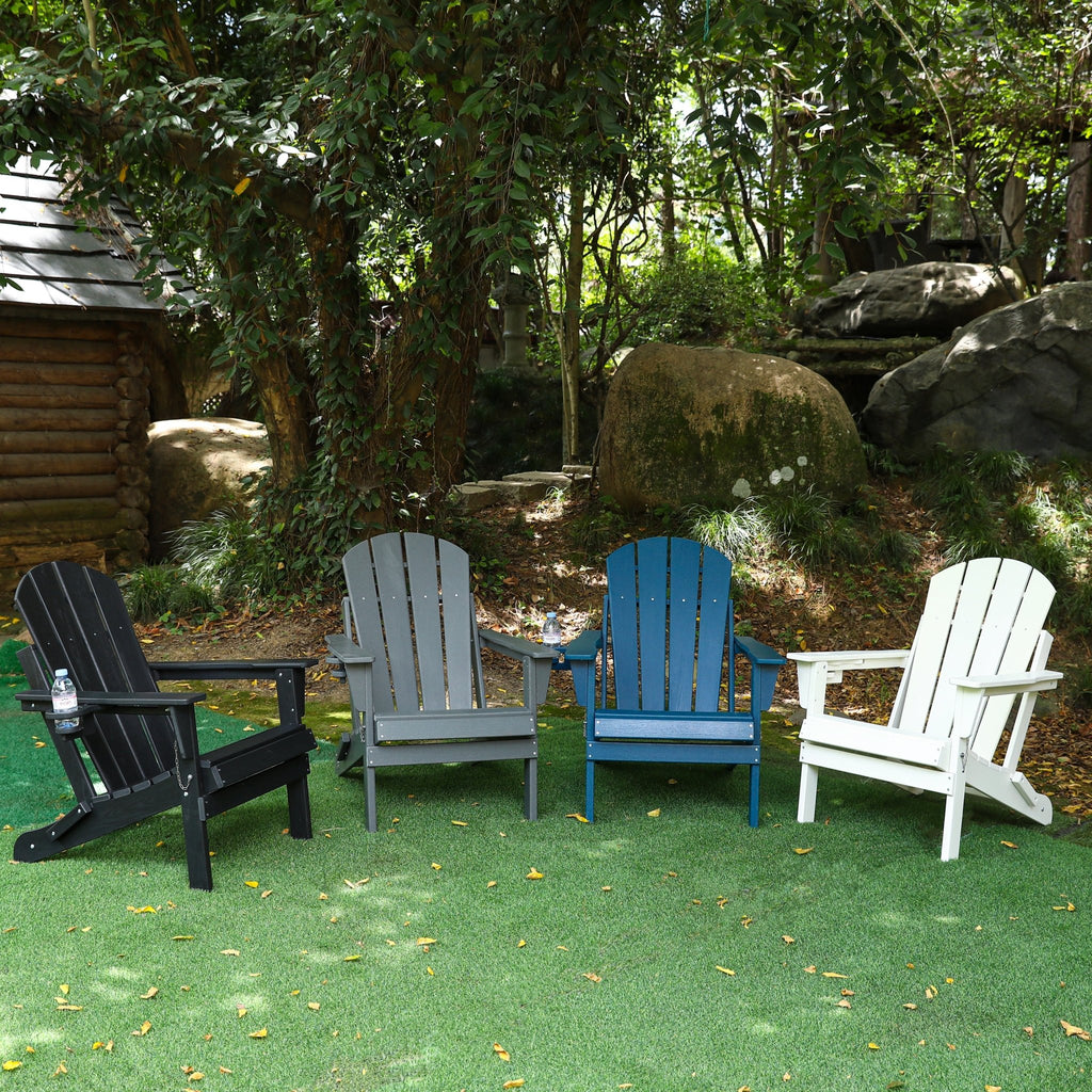HDPE wood texture folding Adirondack chair from Anthony & Home, showcasing durable, weather-resistant outdoor seating.