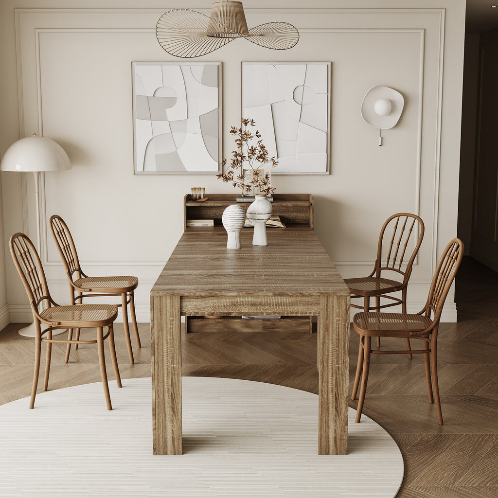 Extendable Heritage Collection dining table by Anthony & Home with polished wood finish and adjustable length for versatile dining space.