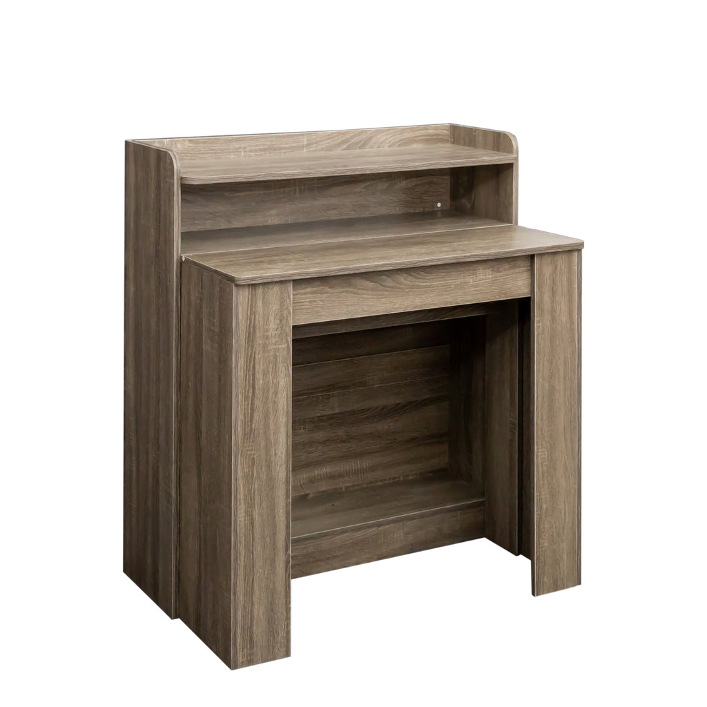 Anthony & Home Heritage Collection extendable dining table with wooden finish and sleek design, set up in a modern dining room.