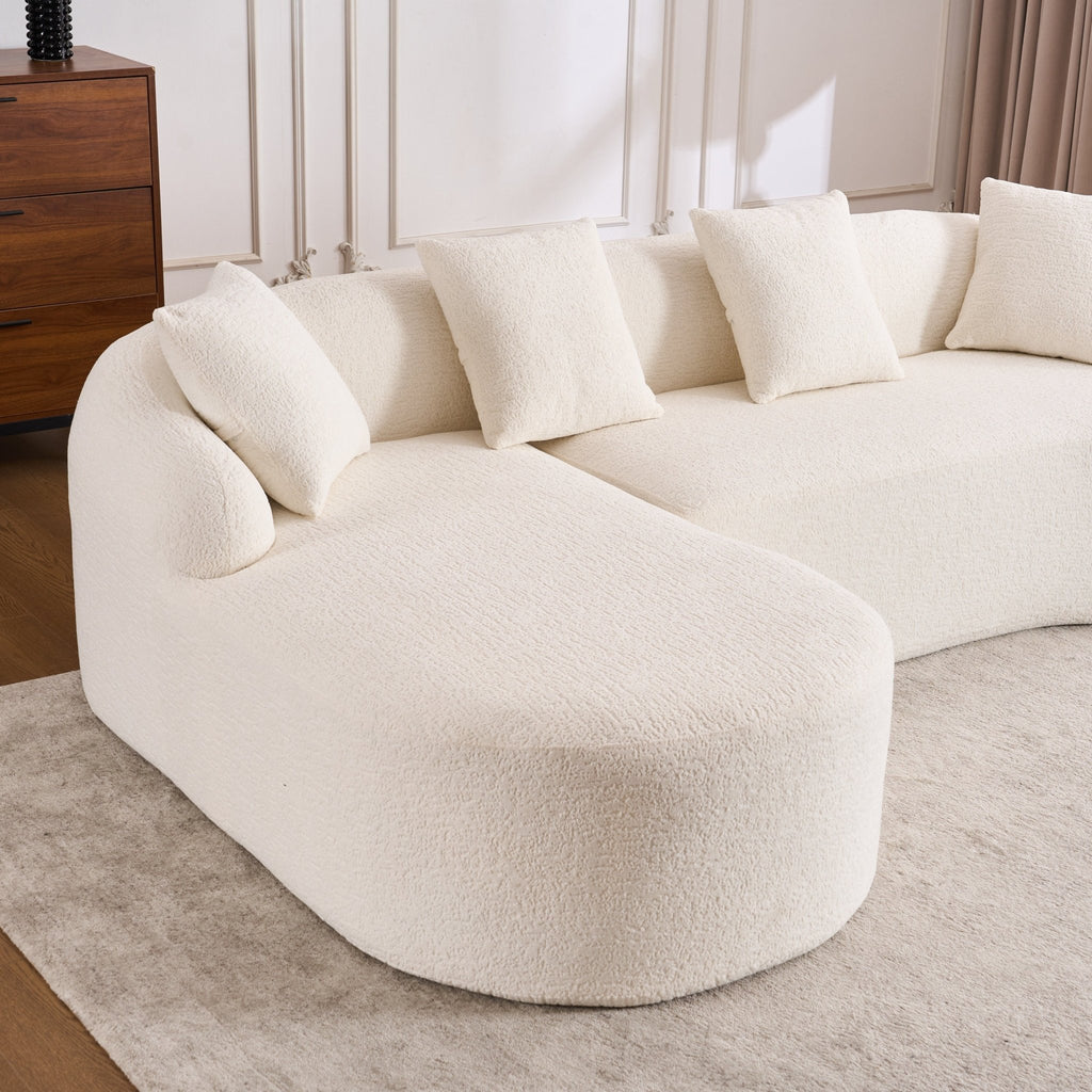 Heritage Collection L-shaped sectional sofa with curved chaise by Anthony & Home, featuring elegant minimalist design.
