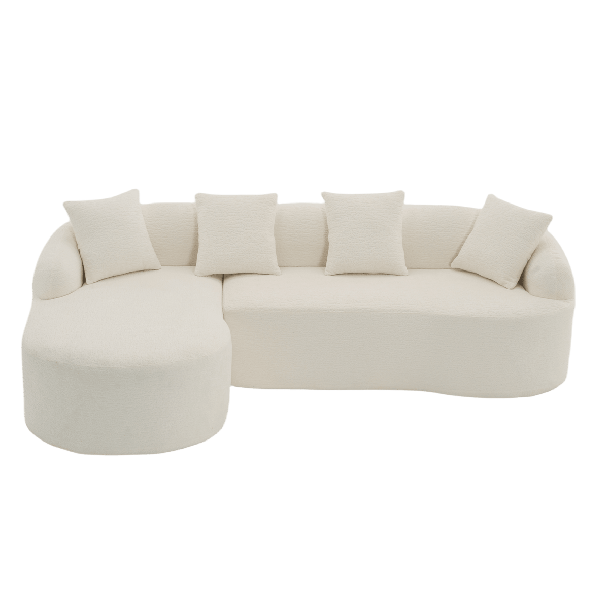 Anthony & Home Heritage Collection L-shaped sectional with curved chaise in elegant minimalist design, showcasing soft fabric and modern style.
