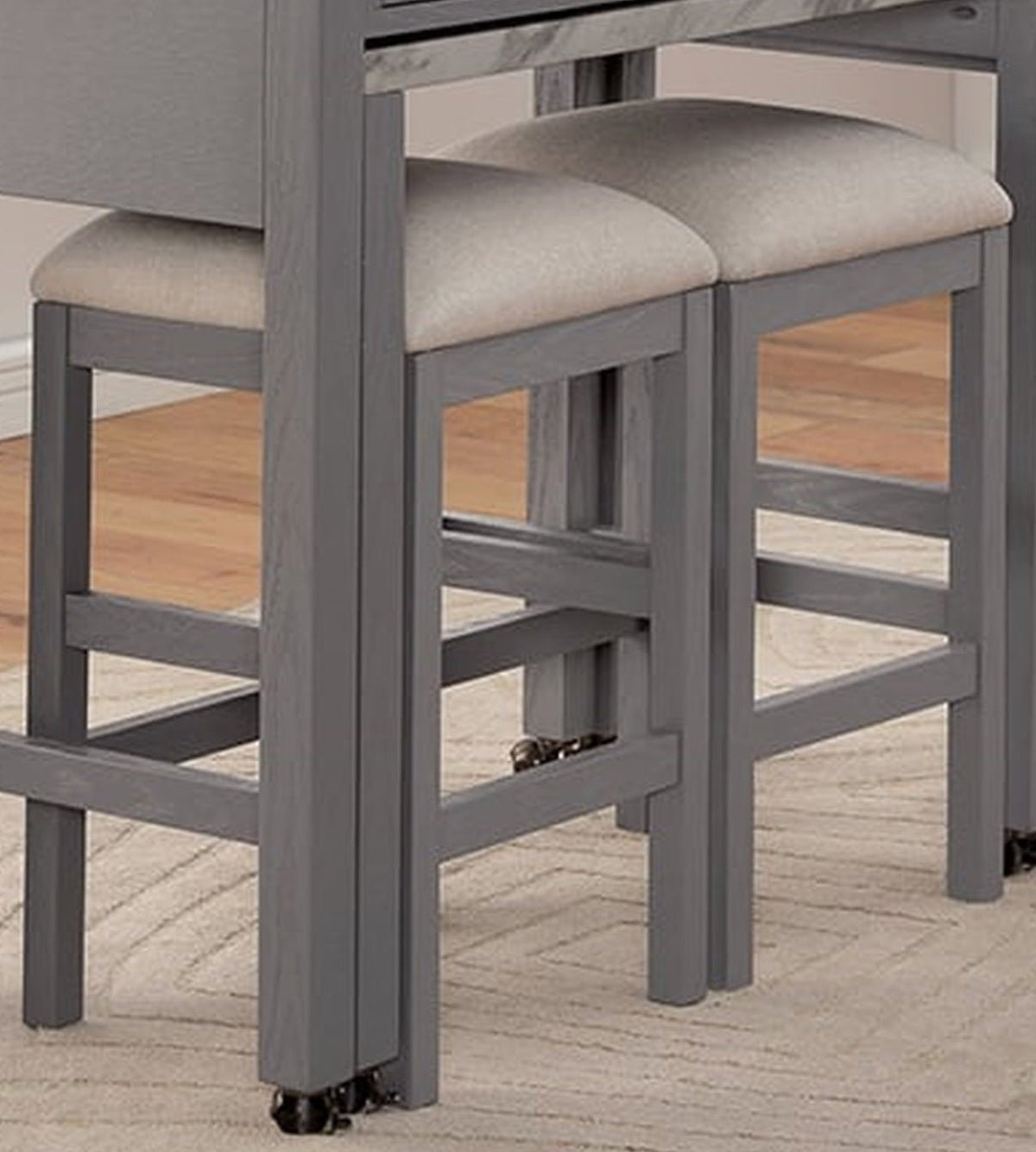 Anthony & Home Heritage counter-height dining set with faux marble top and matching chairs, ideal for modern kitchen or dining space.