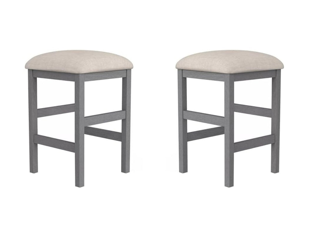 Heritage counter-height dining set by Anthony & Home with faux marble tabletop and four matching chairs.
