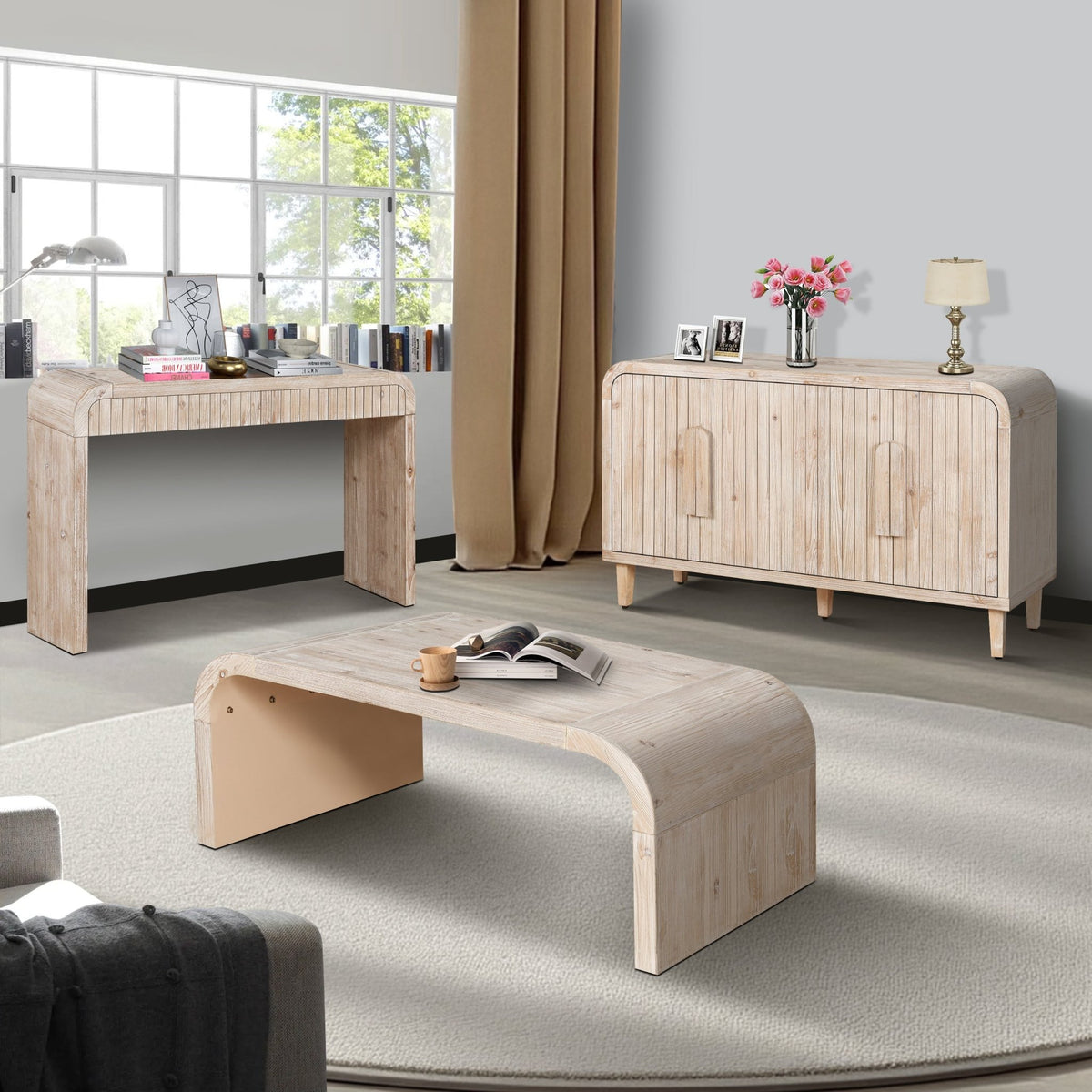 Heritage solid wood console table with hidden drawers by Anthony & Home, showcasing a stylish and functional furniture piece.