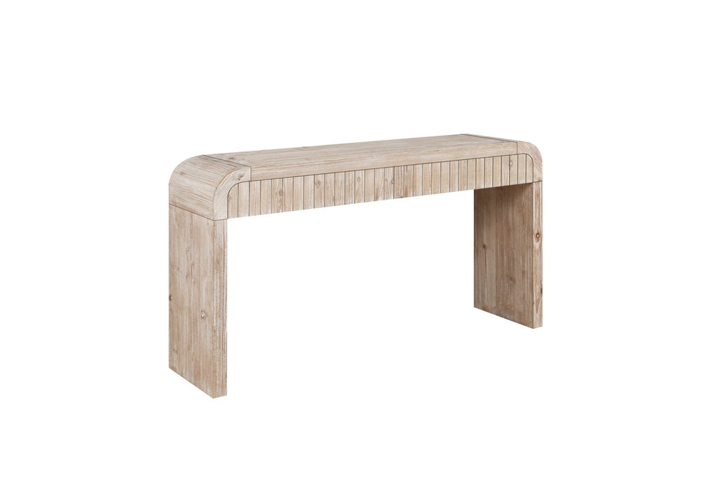 Heritage solid wood console table with hidden drawers by Anthony & Home, showcasing a sleek, elegant design and natural wood finish.