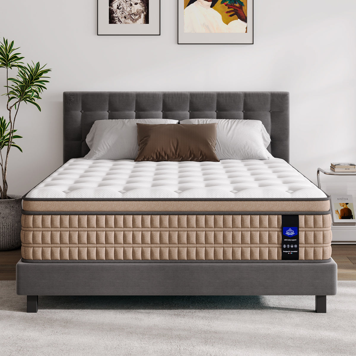 Anthony & Home Hotel Collection 14-inch King Gel Memory Foam Mattress showing plush surface and supportive foam layers.