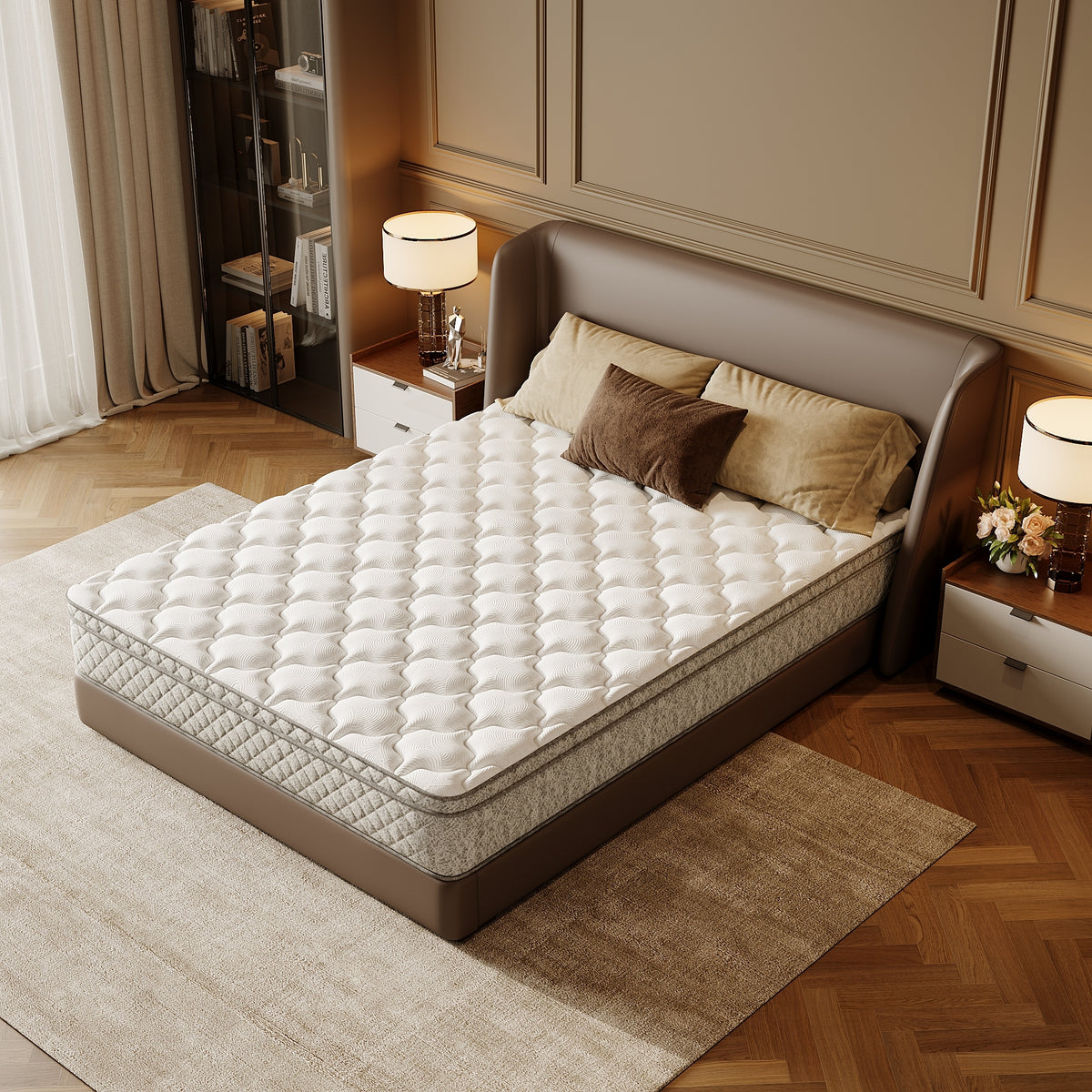 Anthony & Home Hybrid Queen Mattress with gel-infused memory foam, showing the plush surface and supportive design.