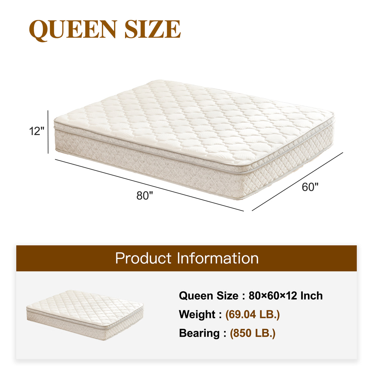 Anthony & Home Hybrid Queen Mattress with gel-infused memory foam, showcasing a plush, supportive sleep surface.