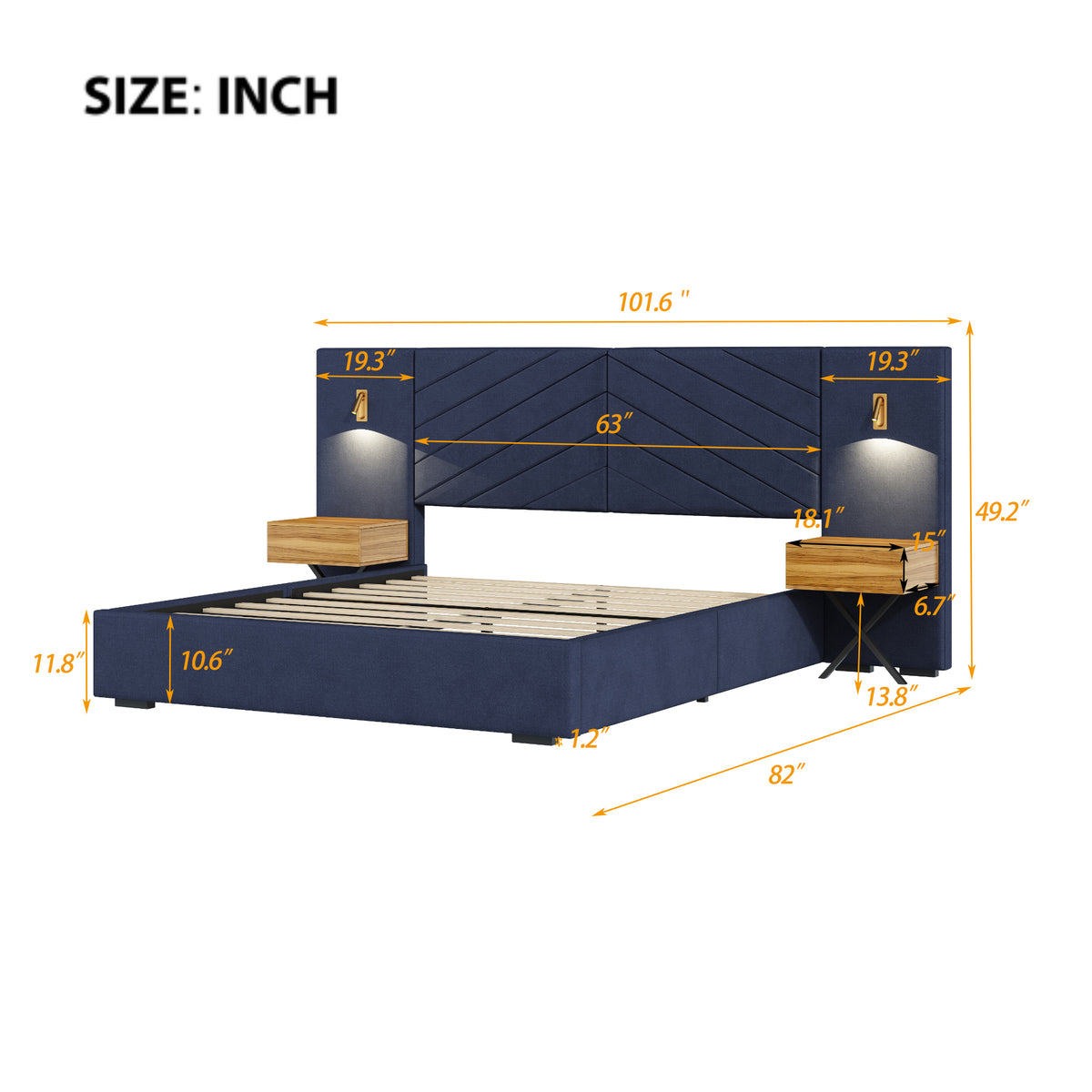 Ice Velvet Queen Bed Frame with channel tufted wingback headboard by Anthony & Home in a stylish bedroom setting