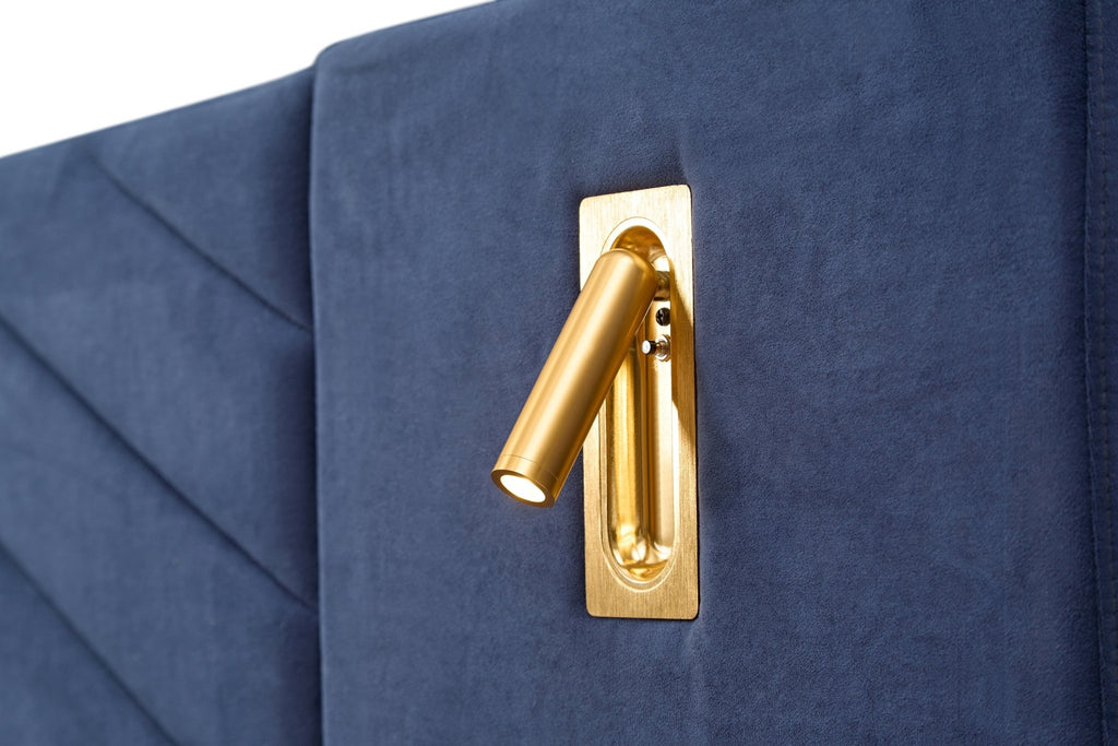 Ice Velvet Queen Bed Frame with channel tufted wingback headboard from Anthony & Home's Studio Collection, showcasing plush velvet upholstery.