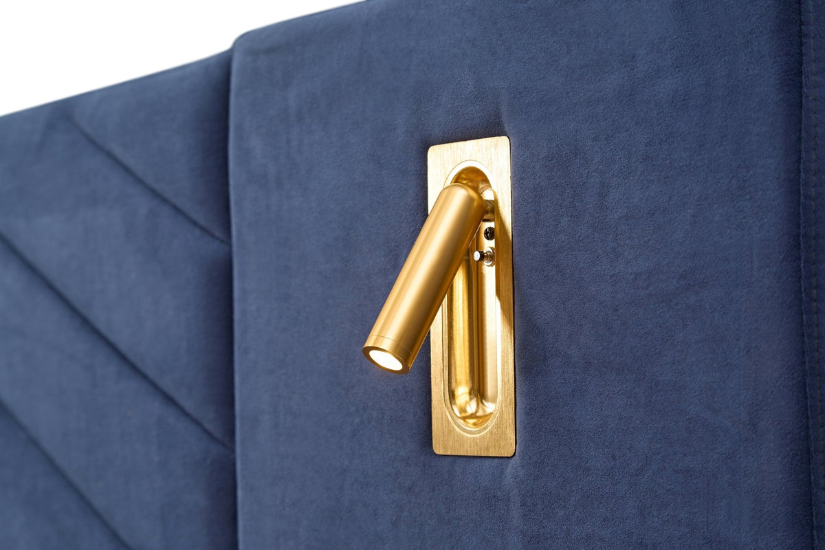 Ice Velvet Queen Bed Frame with channel tufted wingback headboard from Anthony & Home's Studio Collection, showcasing plush velvet upholstery.