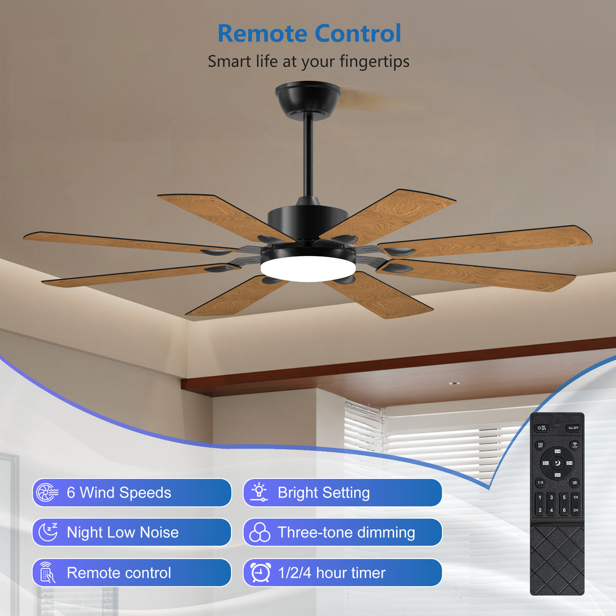 Anthony & Home Iron Windmill Elite 52-inch ceiling fan with plywood blades, modern industrial style for living rooms.