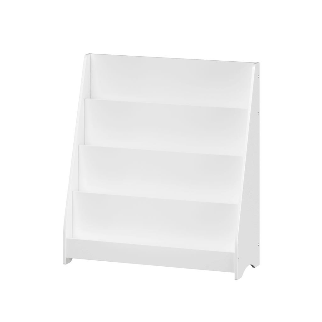 Anthony & Home Kids Bookshelf Exclusive Edition, wooden bookshelf with colorful compartments for children's books and toys.