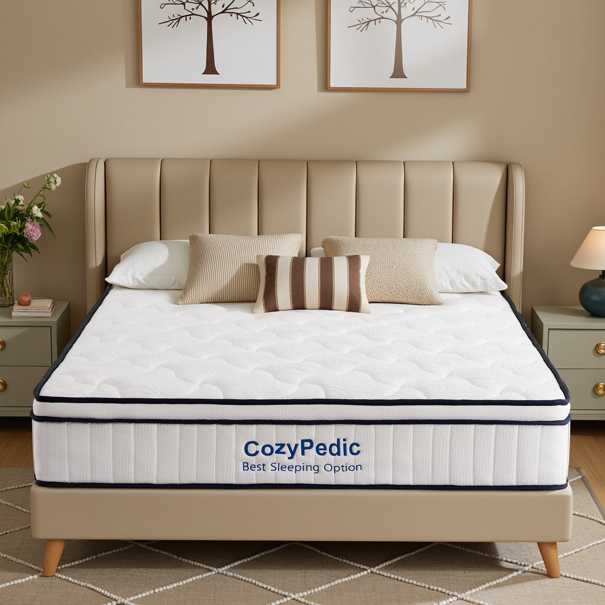 King size Anthony & Home Memory Foam Pocket Spring Mattress with plush top and supportive structure, shown in the image.