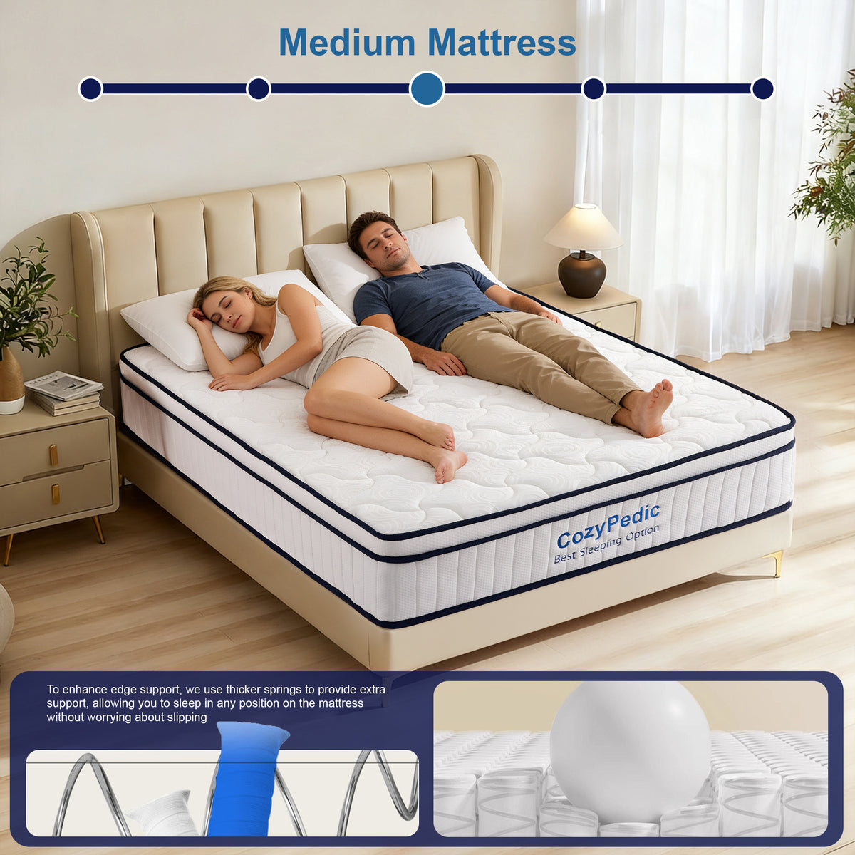 King Memory Foam Pocket Spring Mattress from Anthony & Home with plush surface and supportive layers for a comfortable sleep.