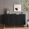 Lacquered black wood cabinet with four doors by Anthony & Home, limited edition, showcasing sleek design and polished surface.