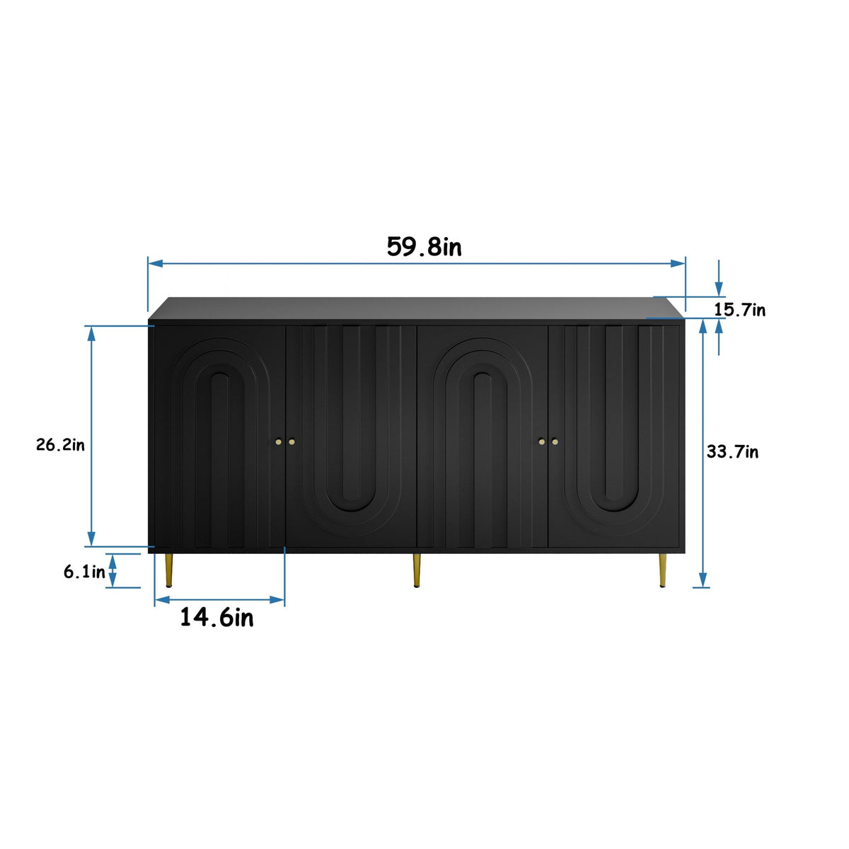 Lacquered black wood cabinet with four doors, limited edition by Anthony & Home, showcasing a sleek, modern storage design