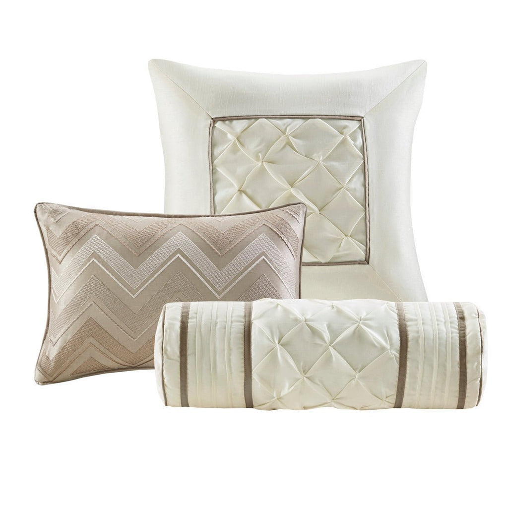 King Laurel tufted comforter set by Anthony & Home featuring a plush, tufted design in soft, neutral tones.