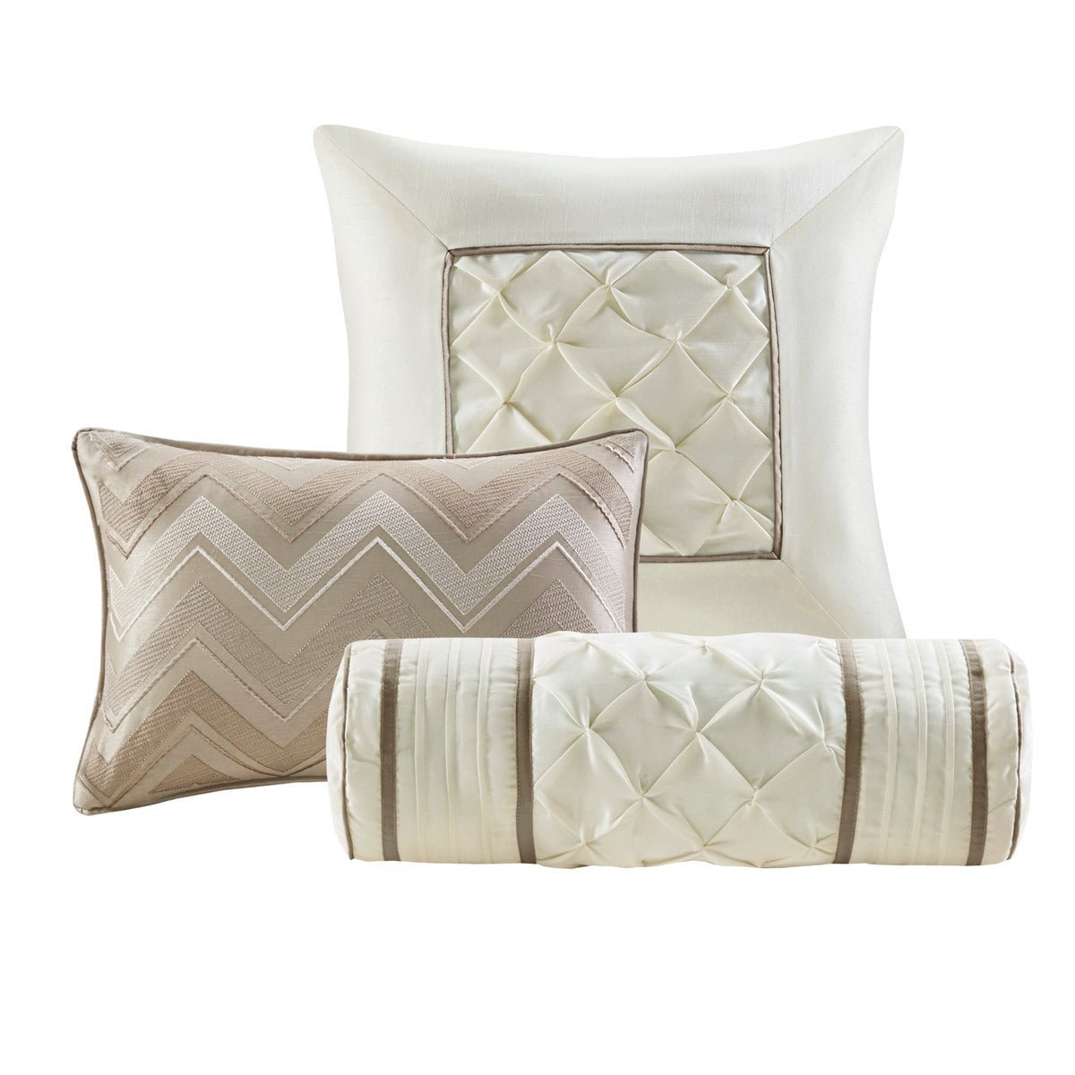 King Laurel tufted comforter set by Anthony & Home featuring a plush, tufted design in soft, neutral tones.