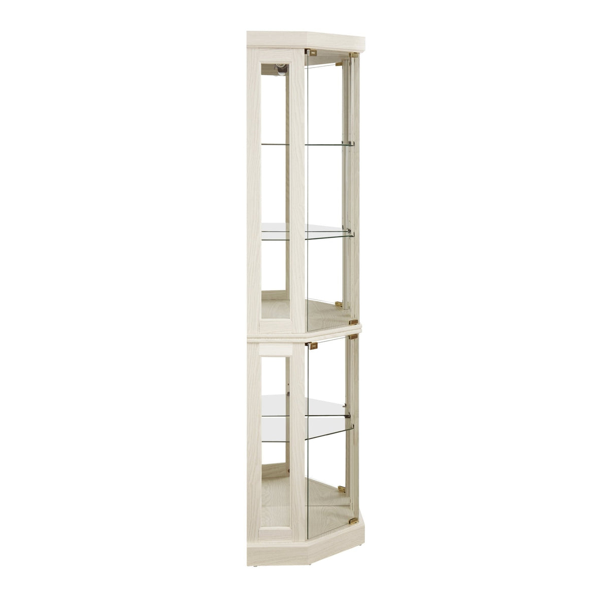 Lighted Anthony & Home curio cabinet with curved silhouette, limited edition display case showcasing glass shelves and interior lighting.