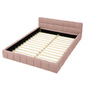 Pink upholstered Queen bed frame from Anthony & Home's Limited Chenille Collection, no box spring needed, with plush fabric and modern design.