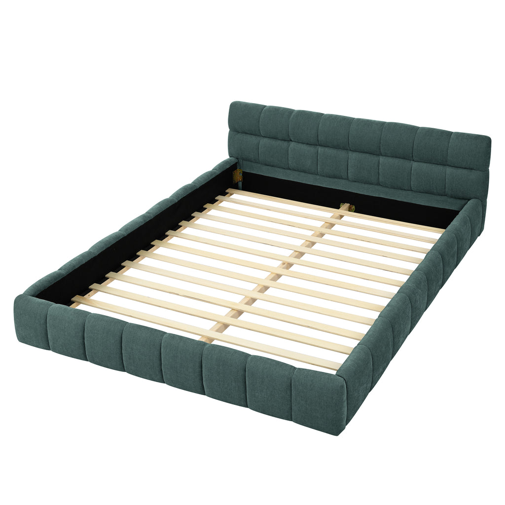 Anthony & Home Limited Chenille Collection queen upholstered bed frame with matching headboard in elegant design.