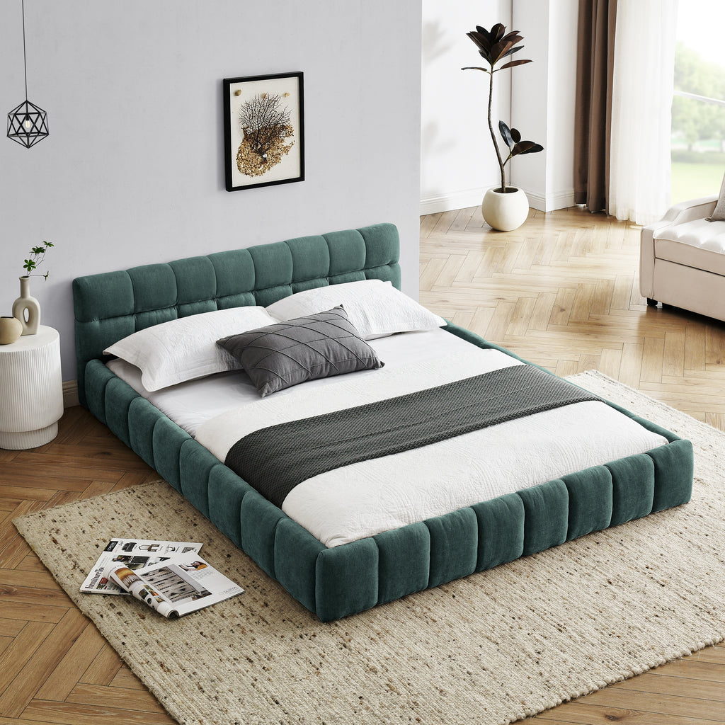 Anthony & Home Limited Chenille Collection queen upholstered bed frame with headboard, featuring plush chenille fabric and elegant design.