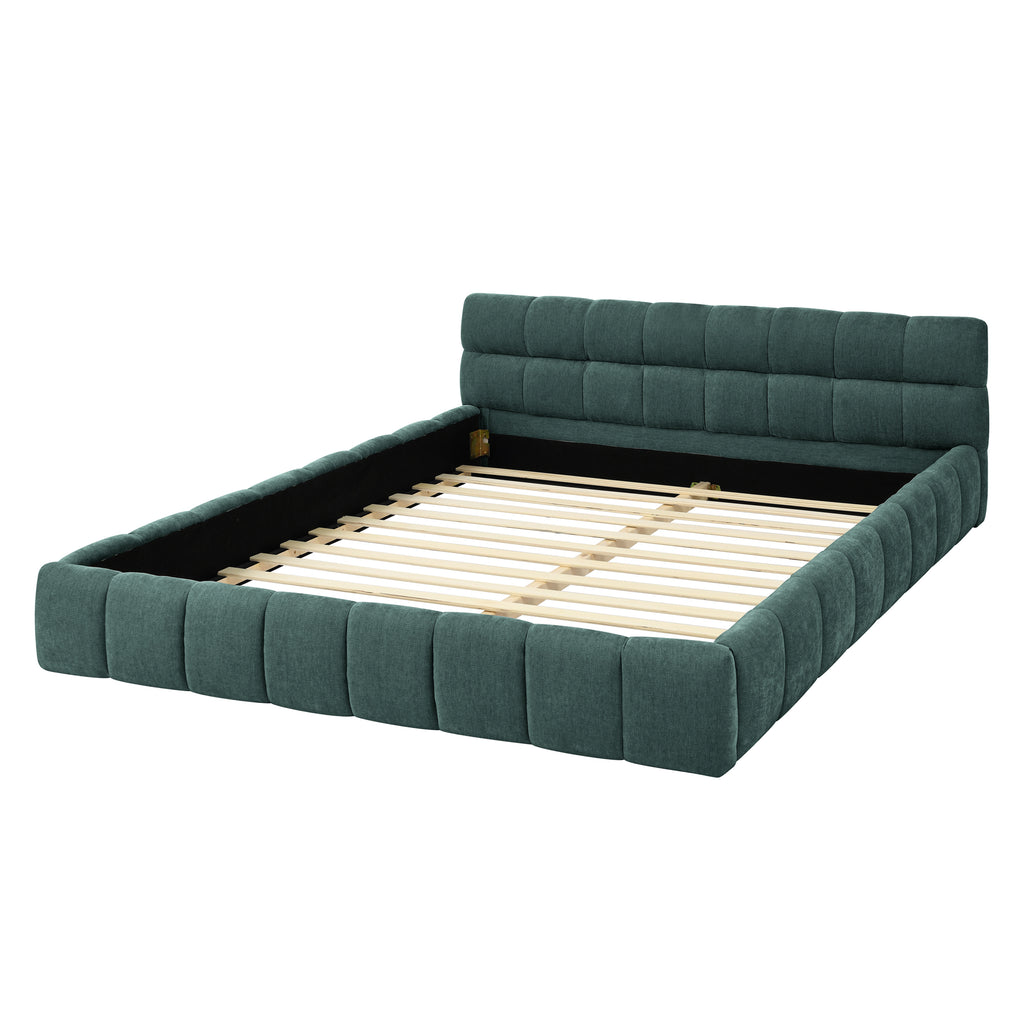 Anthony & Home Limited Chenille Collection Queen upholstered bed frame with headboard, featuring soft chenille fabric and elegant design