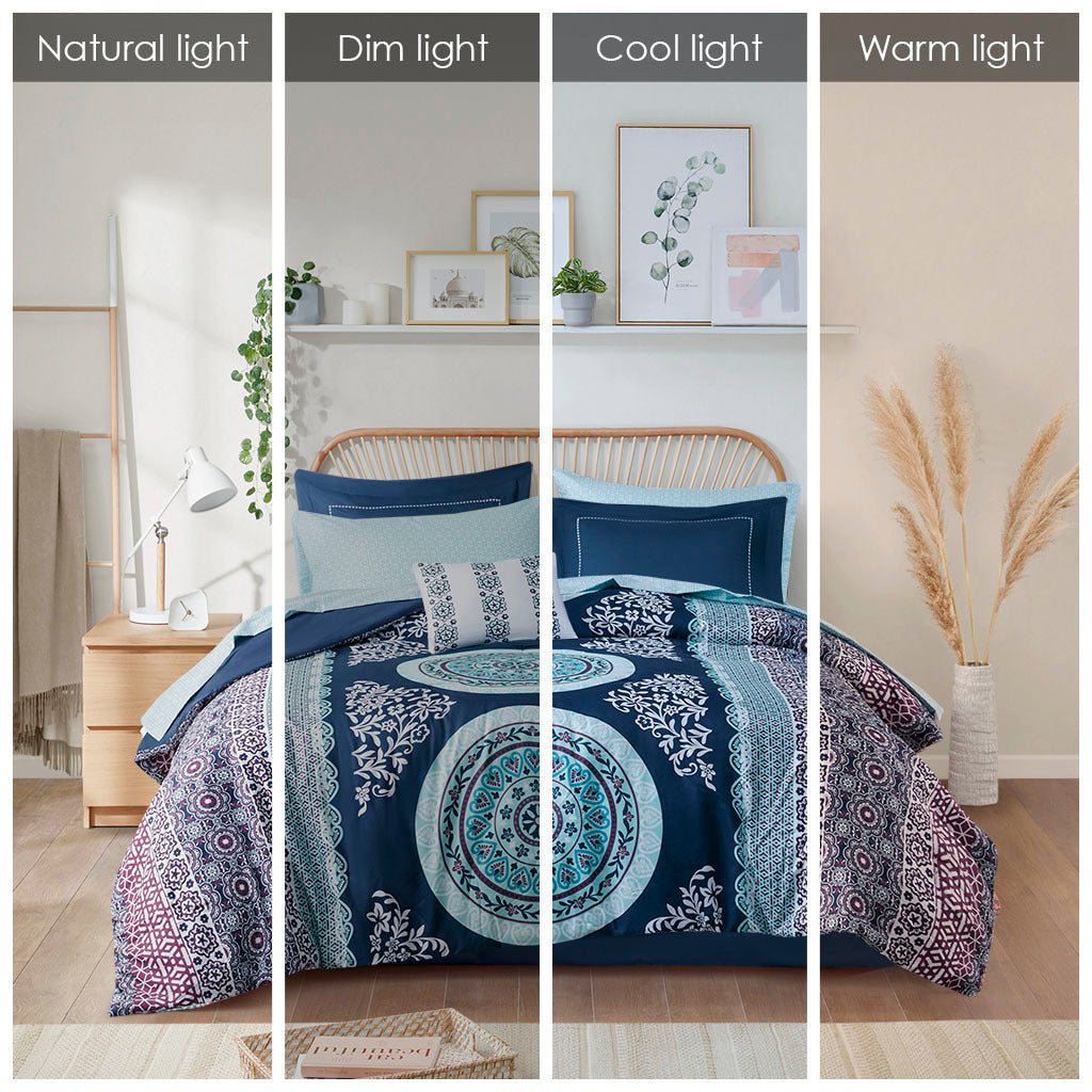 Anthony & Home Limited Collection Boho Full Comforter Set with vibrant, patterned fabric and matching pillow shams on a bed.