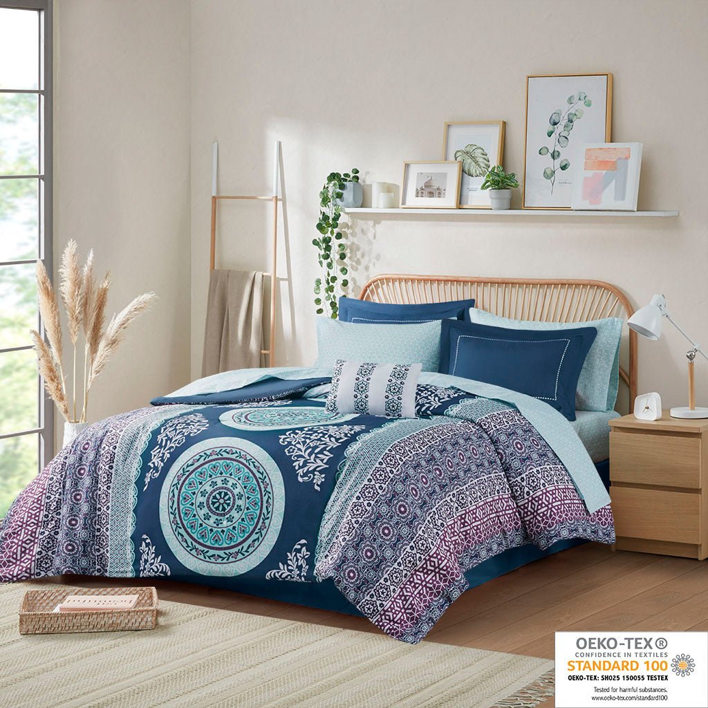 Anthony & Home Limited Collection Boho Full Comforter Set with colorful patterns and soft fabric, shown on a neatly made bed.