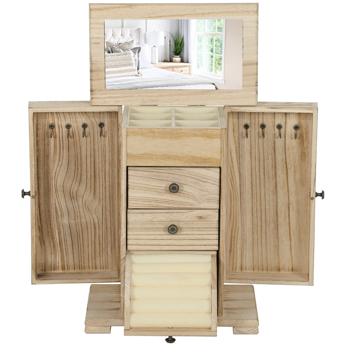 Limited edition Atelier Paulownia wood jewelry box by Anthony & Home with velvet-lined interior and intricate craftsmanship.