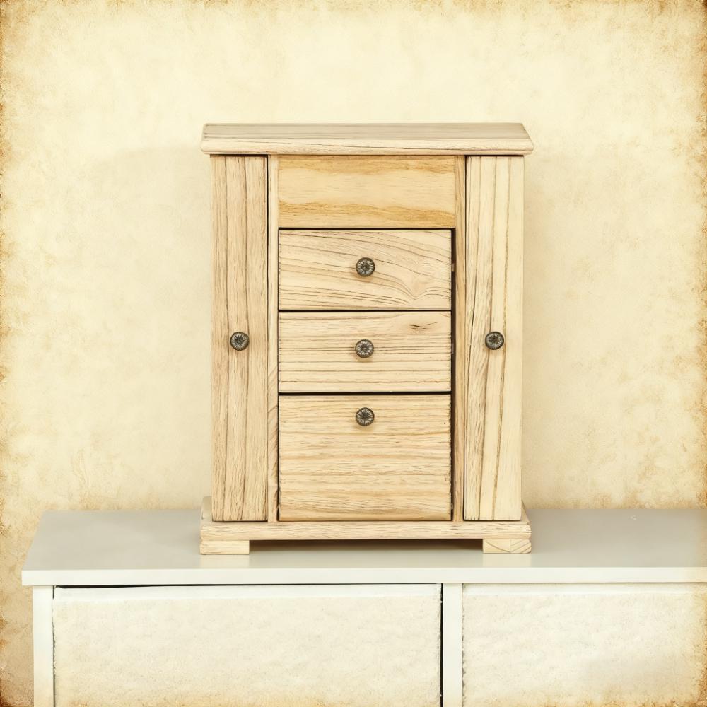 Limited edition Atelier Paulownia wood jewelry box by Anthony & Home with intricate carvings and a polished finish.