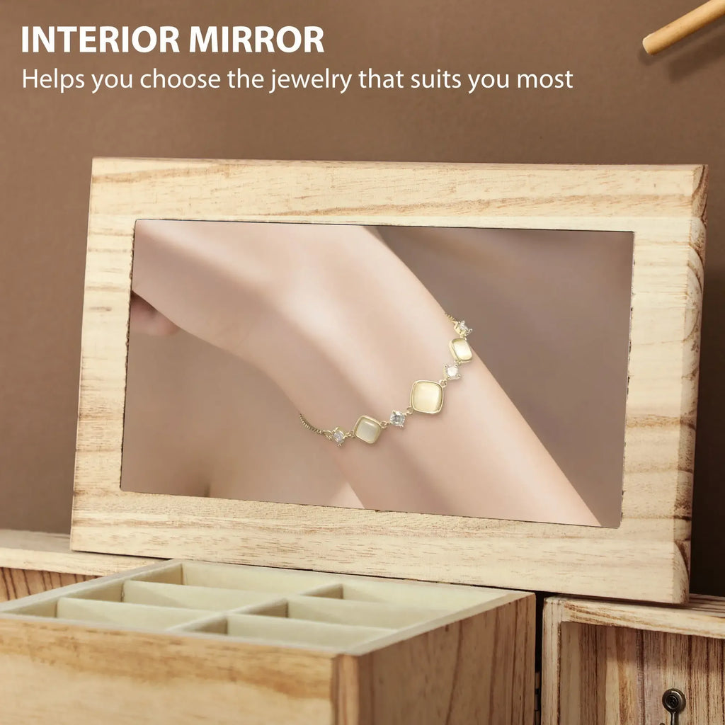 Limited edition Atelier Paulownia wood jewelry box by Anthony & Home with intricate carvings and a polished finish.
