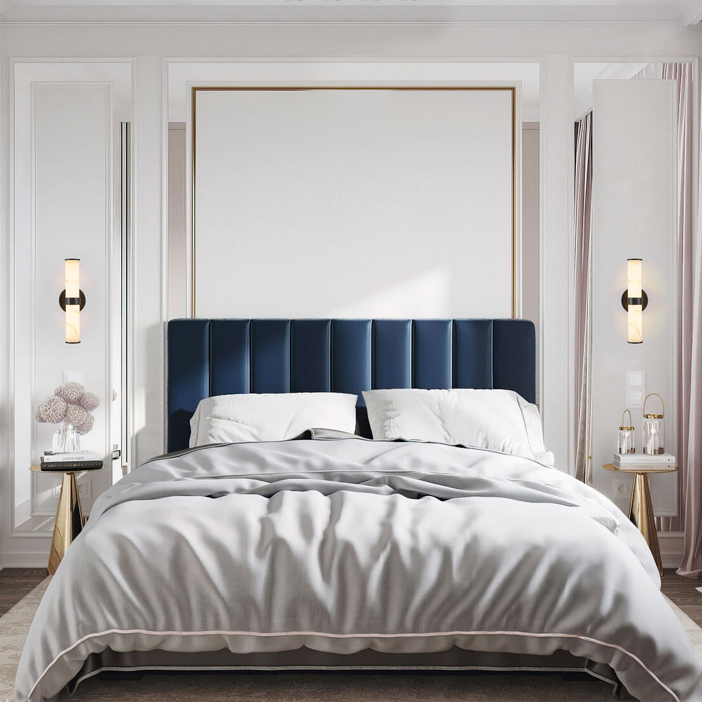 Limited edition Atelier resin marble wall sconces set of 2 with matte black iron frames by Anthony & Home.