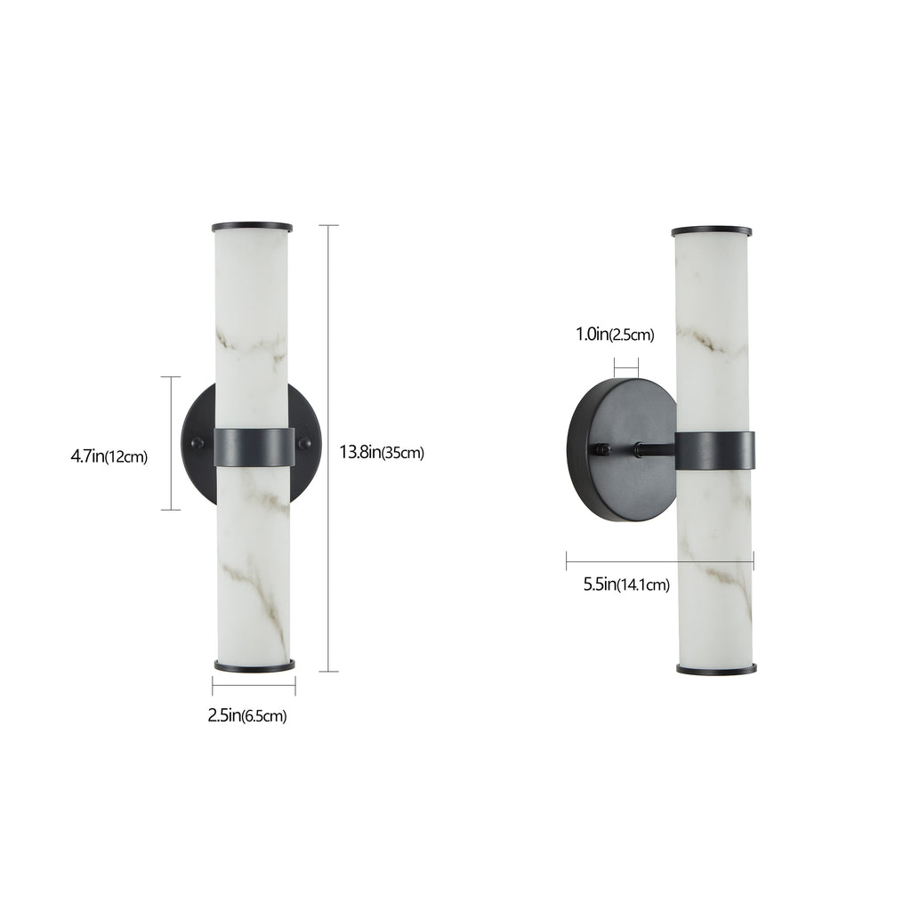 Limited edition Atelier resin marble wall sconce set with matte black iron frames, featuring elegant, modern lighting design.
