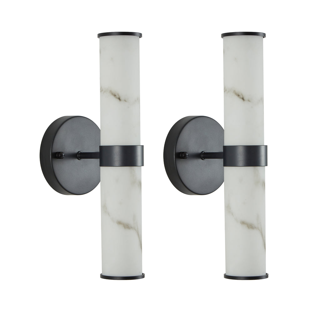 Limited edition Atelier resin marble wall sconce set of 2 with matte black iron frames by Anthony & Home.