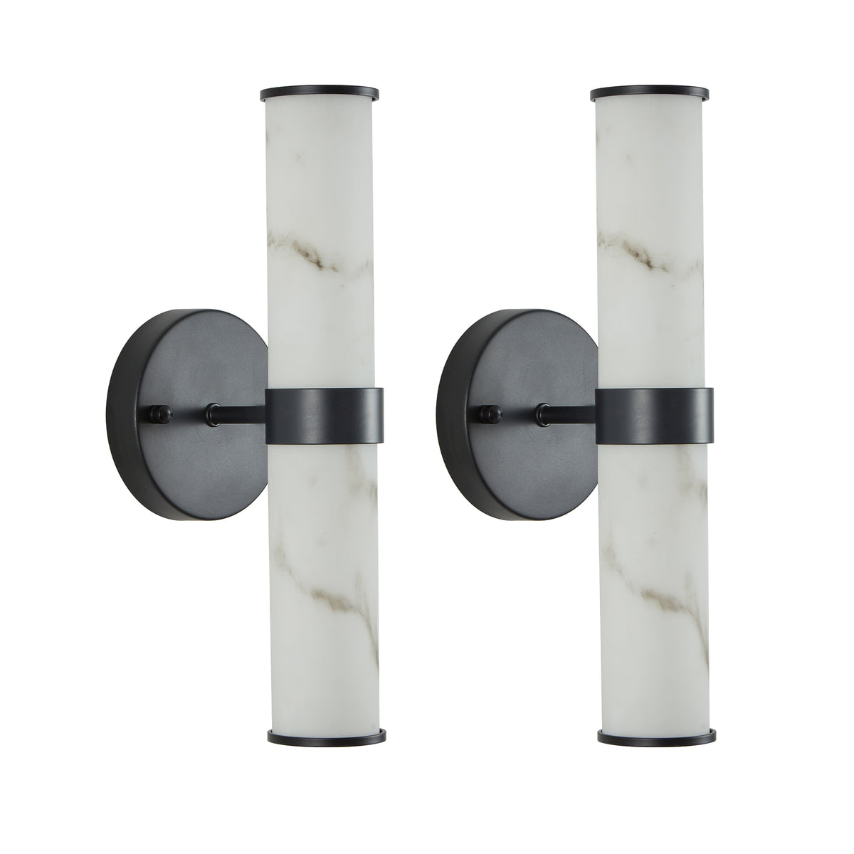 Limited edition Atelier resin marble wall sconce set of 2 with matte black iron frames by Anthony & Home.