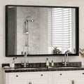 Black aluminum bathroom mirror with sleek, modern design from Anthony & Home, featuring a limited edition style.
