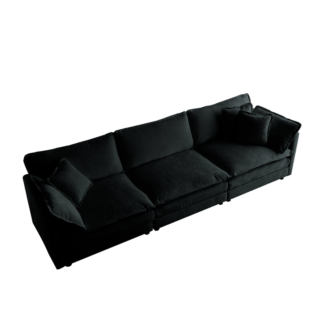 Anthony & Home limited edition black chenille oversized L-shaped sectional with reversible ottoman, showcasing plush, modular sofa design.