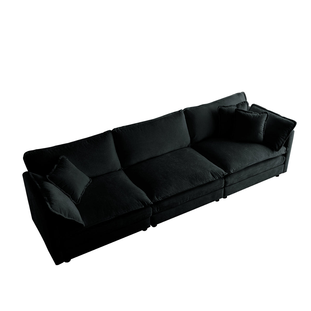 Anthony & Home limited edition black chenille oversized L-shaped sectional with reversible ottoman, showcasing plush, modular sofa design.