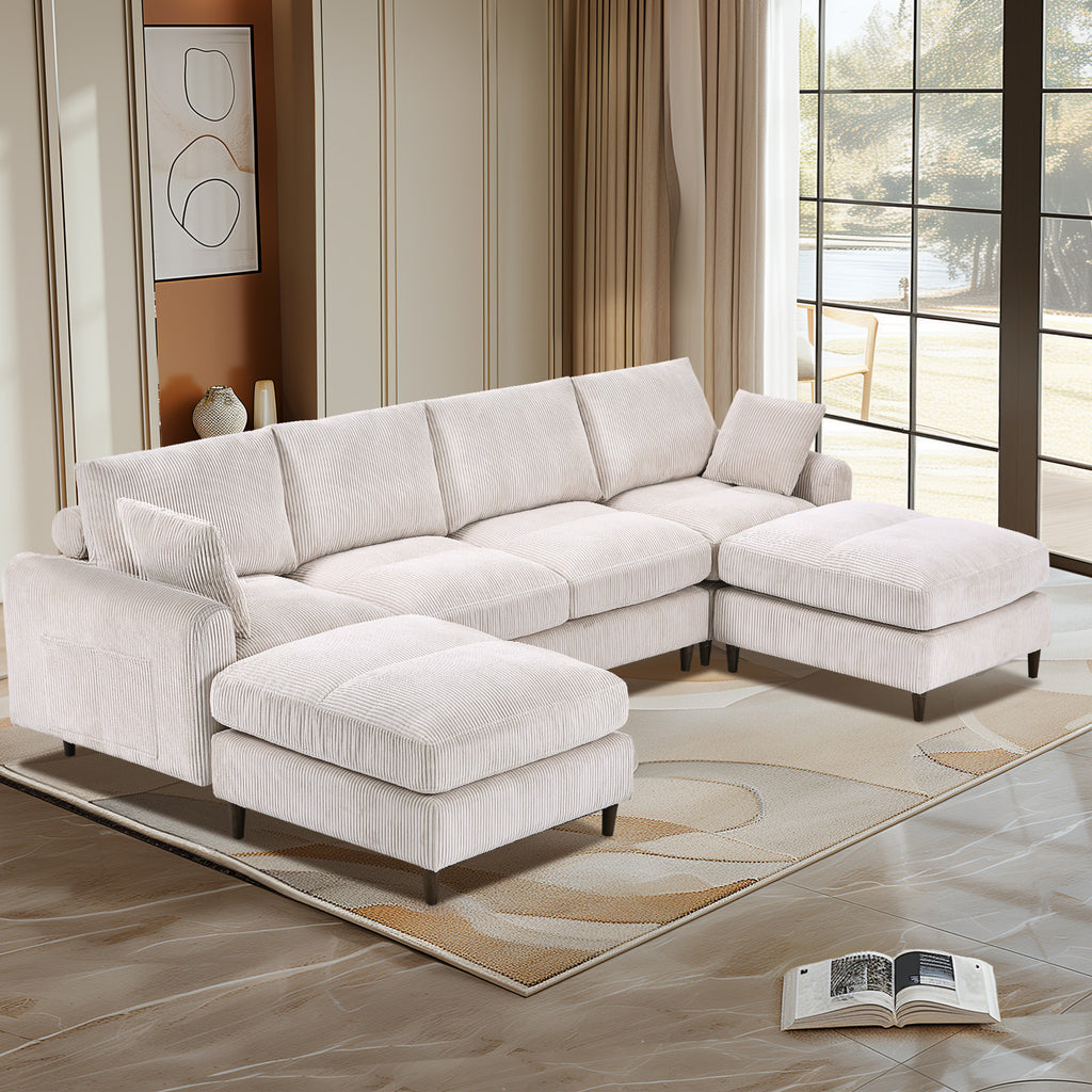 Limited edition Anthony & Home corduroy modular sofa with plush cushions and modern design in a cozy living room setting.