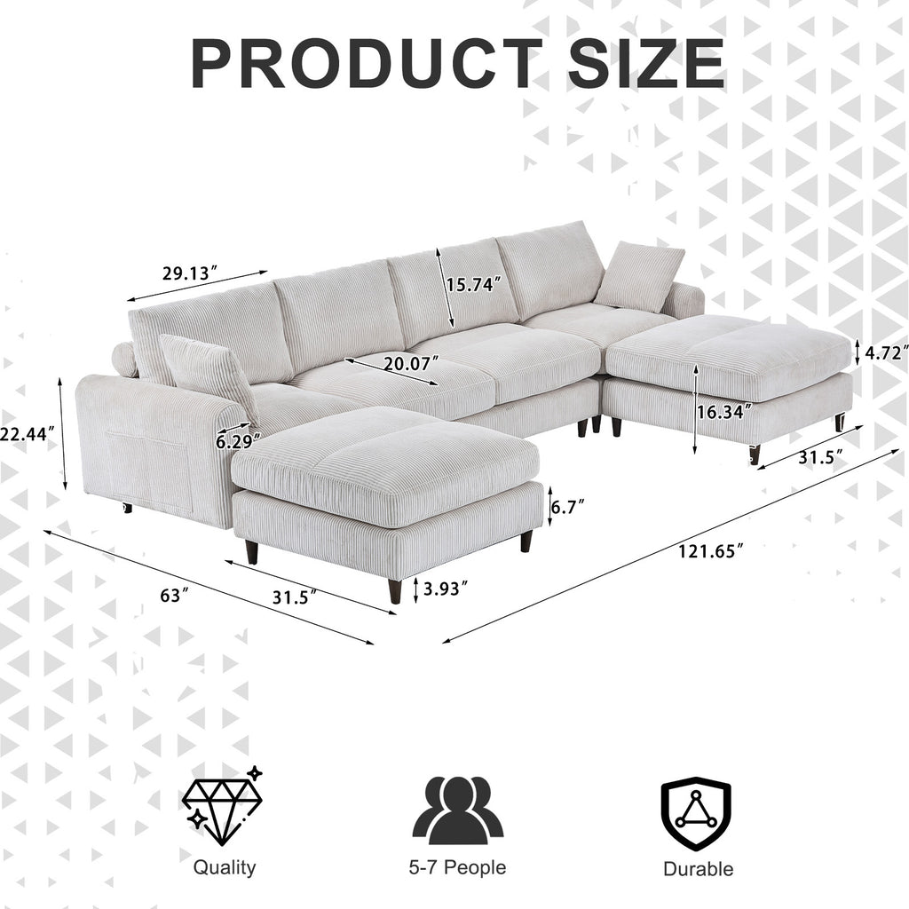 Limited edition Anthony & Home corduroy modular sofa with plush cushions and versatile design in a modern living room setting.