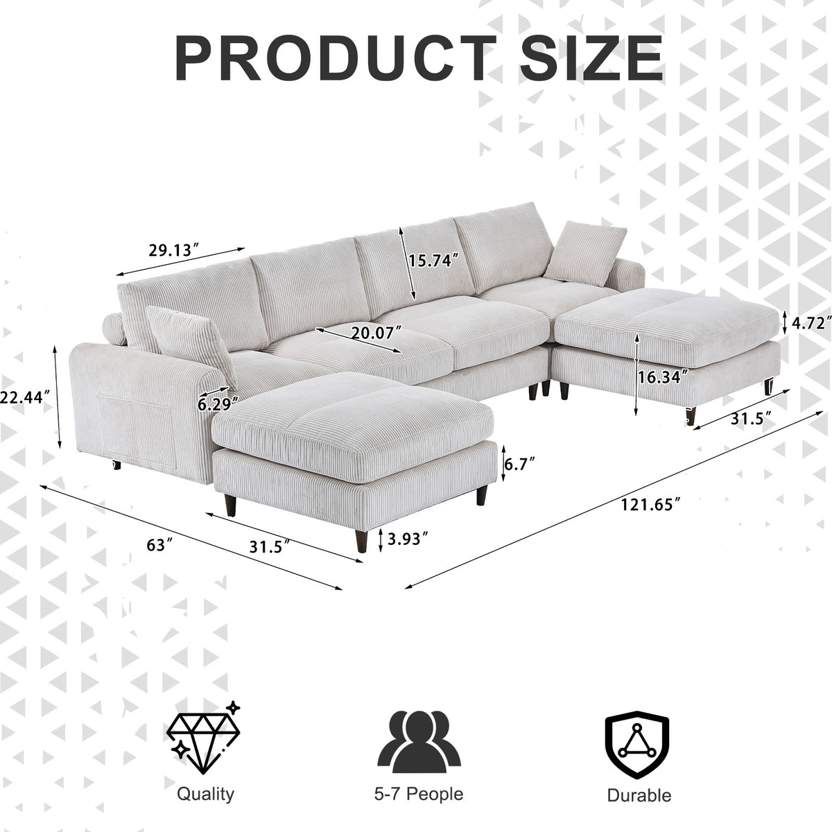 Limited edition Anthony & Home corduroy modular sofa with plush cushions and versatile design in a modern living room setting.