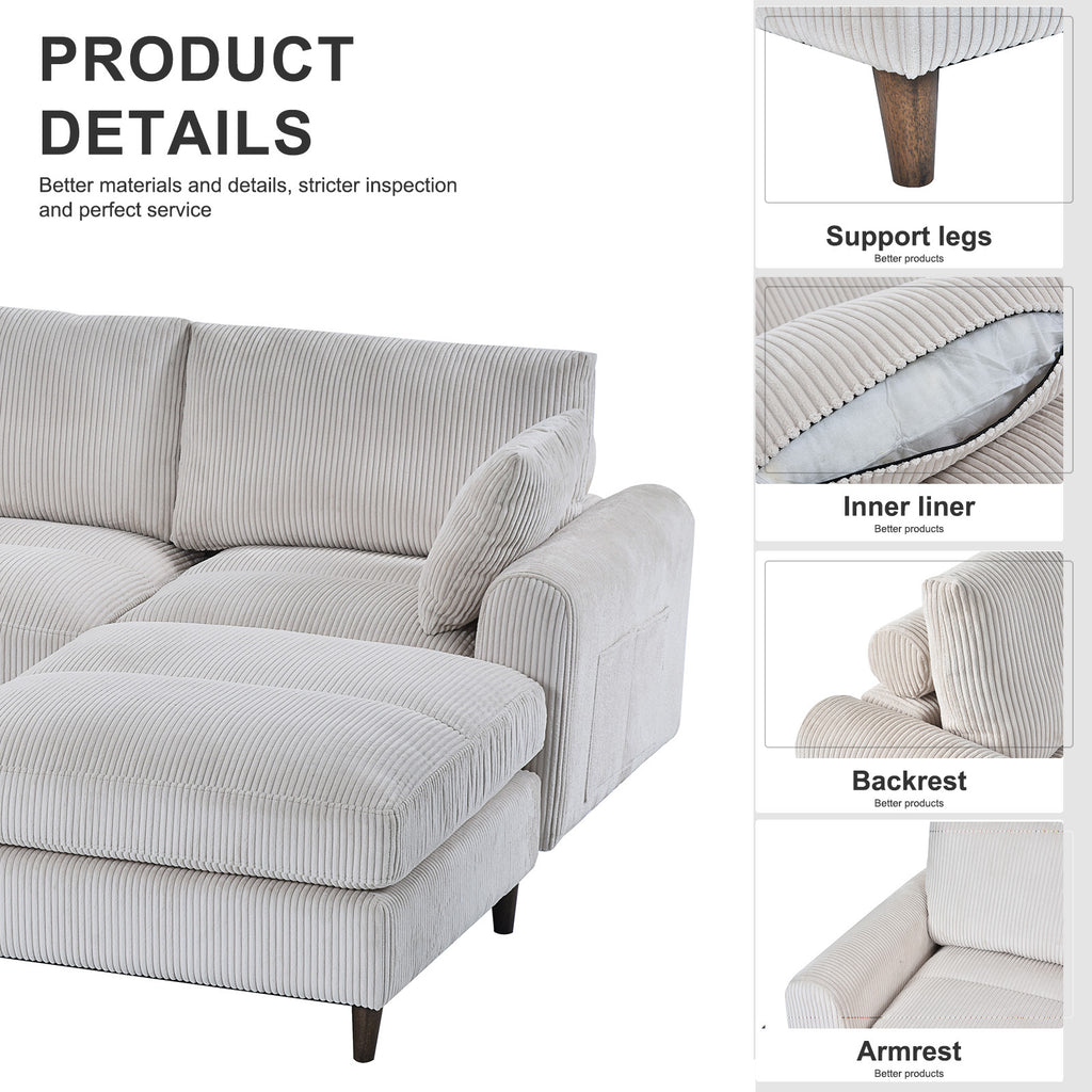 Limited edition Anthony & Home corduroy modular sofa with plush cushions and modern design, shown in a cozy living room setting.