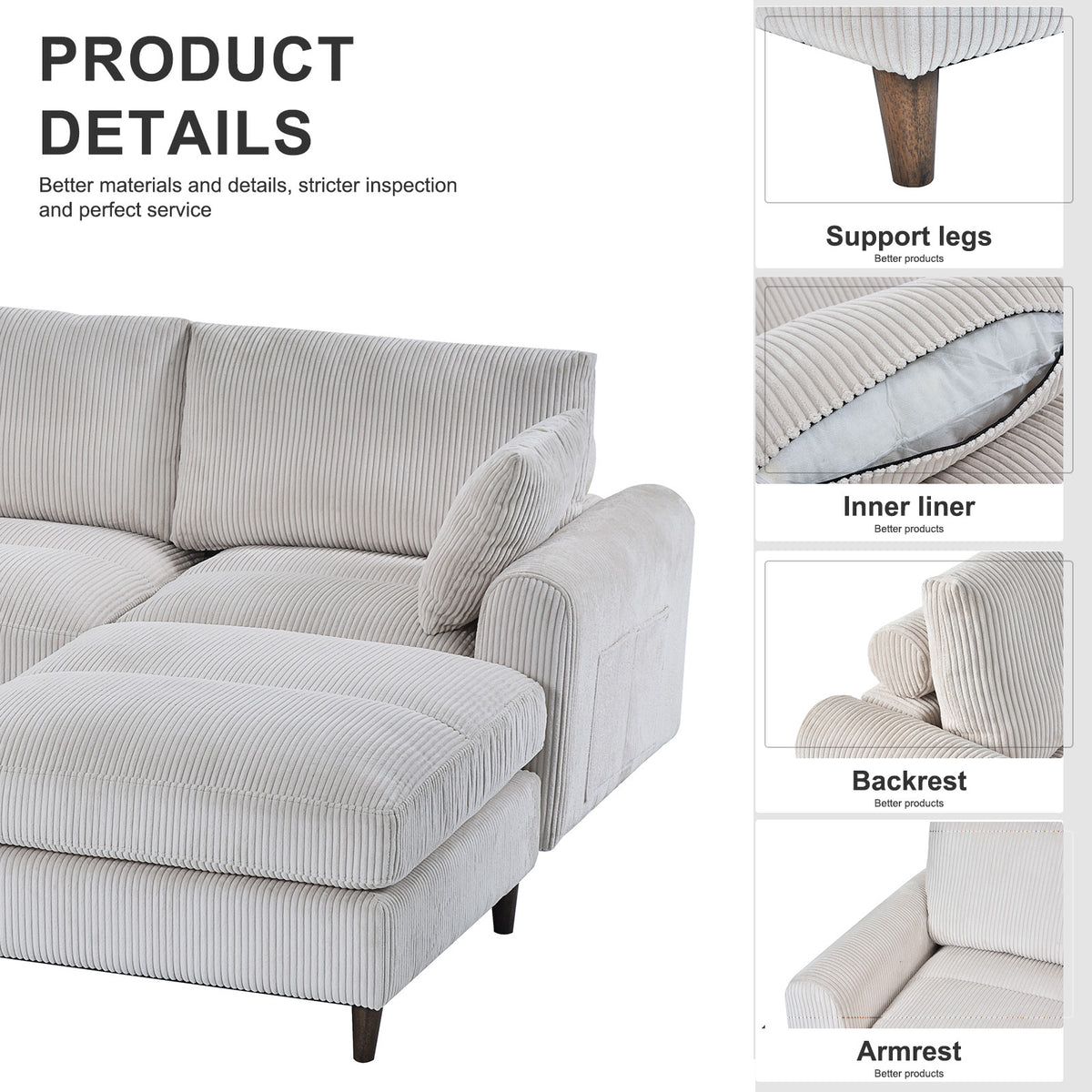 Limited edition Anthony & Home corduroy modular sofa with plush cushions and modern design, shown in a cozy living room setting.