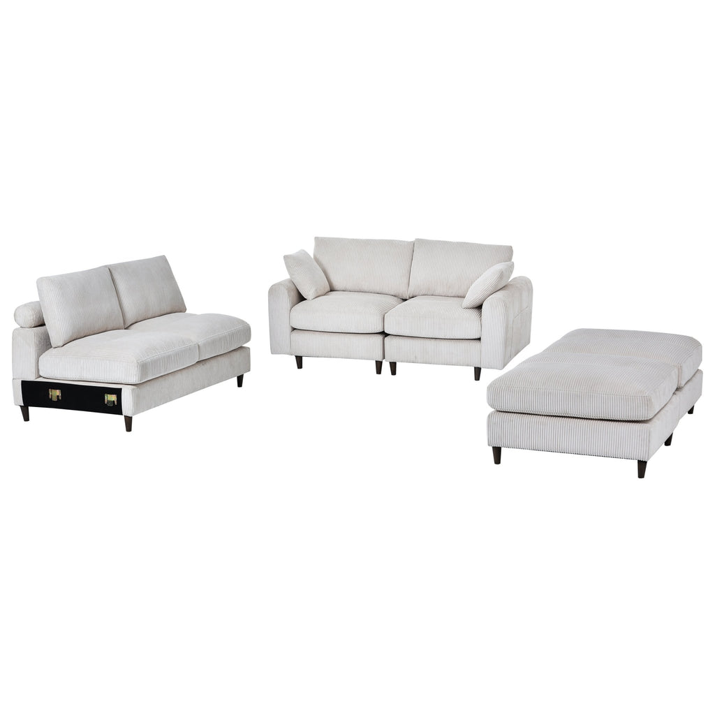 Limited edition corduroy modular sofa by Anthony & Home, featuring plush cushions and versatile seating options.